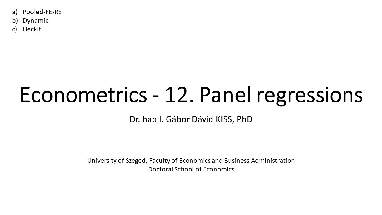 12. Panel regressions (with Gretl and Eviews applications)