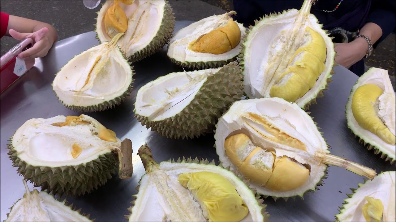Musang King Durian vs Black Thorn Durian at Penang Ah Teik Durian Lor Susu 阿德榴莲牛奶巷 George Town Msia