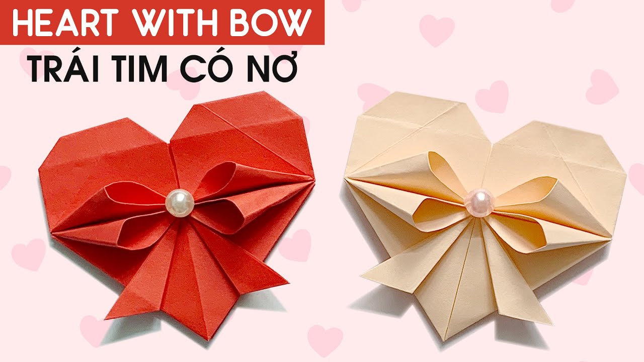 HOW TO MAKE AN ORIGAMI HEART WITH BOW 💝 / DIY ORIGAMI VALENTINES / EASY ORIGAMI TUTORIAL