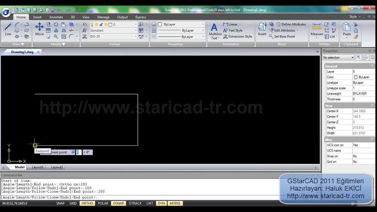 Line Komutu-GstarCAD Ders-Autocad Ders