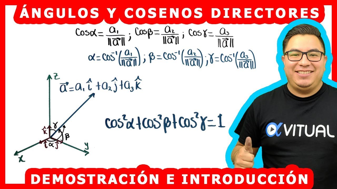 Demostración e Introducción a ÁNGULOS Y COSENOS DIRECTORES de un Vector | Cálculo Vectorial - Vitual