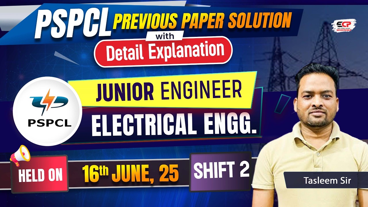 Detailed solution, PSPCL JE EE (16 June 2025, Shift-II) previous year paper | 622 vacancies