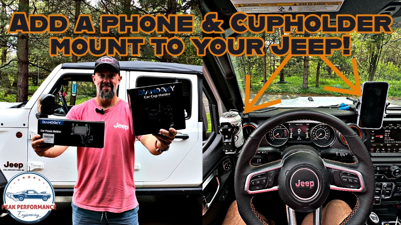 Jeep Wrangler JL & Gladiator JT phone mount & cupholder install from Diamooky! 2018+