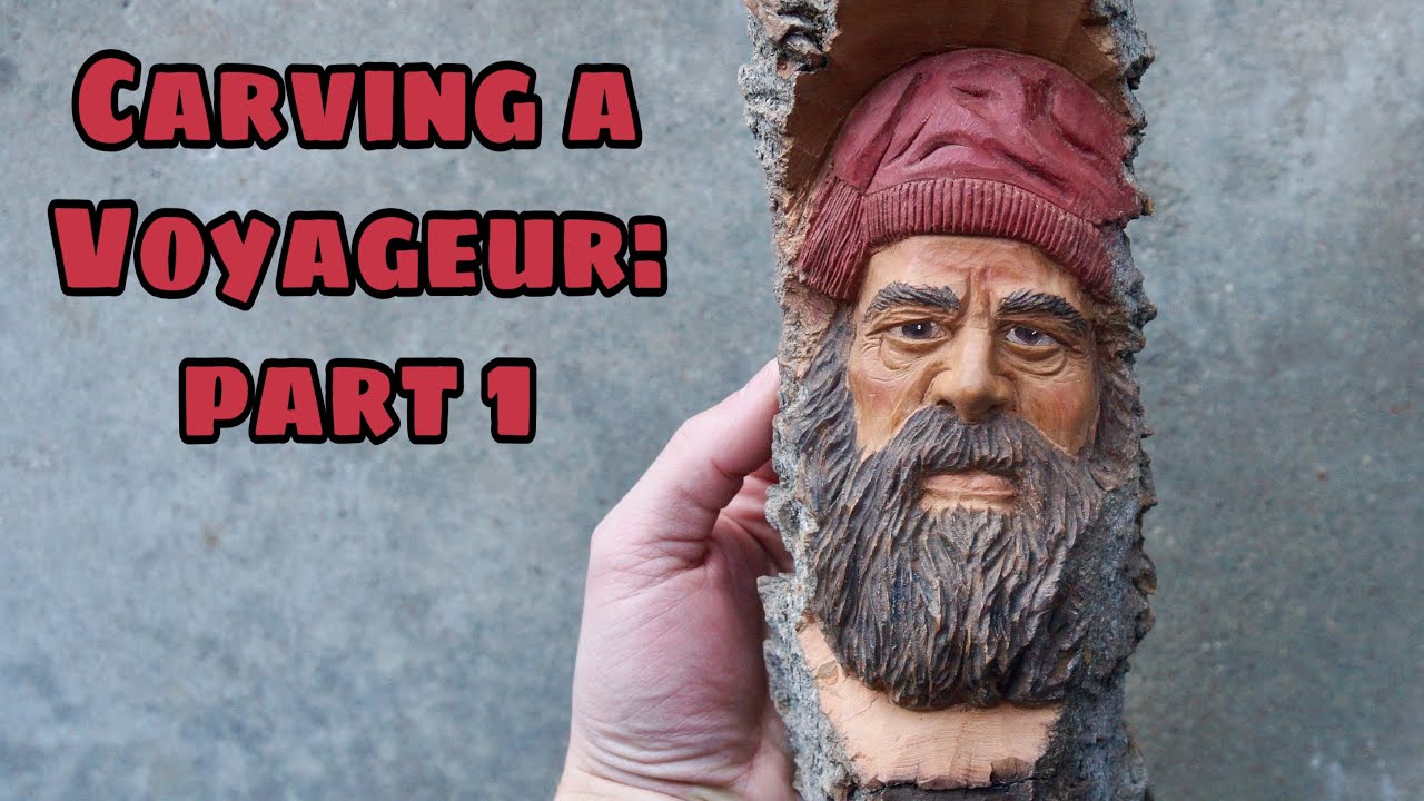 Carving a Voyageur in wood (Part 1 - Rough out) FULL silent wood carving video