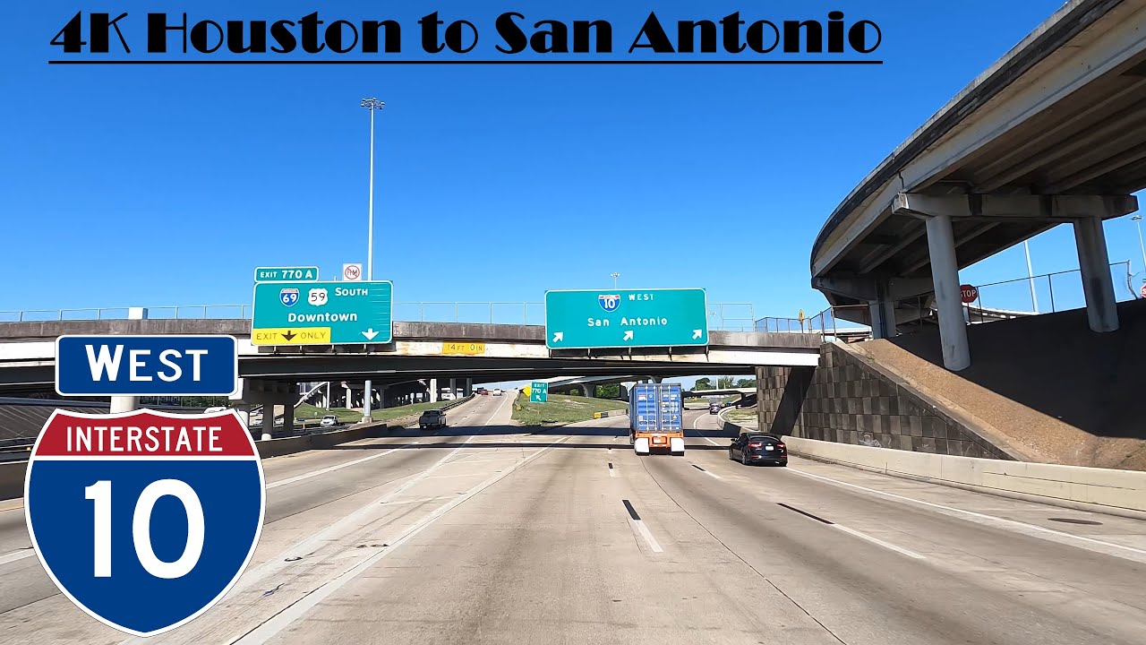 4K Houston to San Antonio. I 10 West. Interstate 10 West