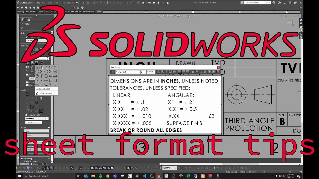 Solidworks  - 01 - Editing Sheet Formats and Templates