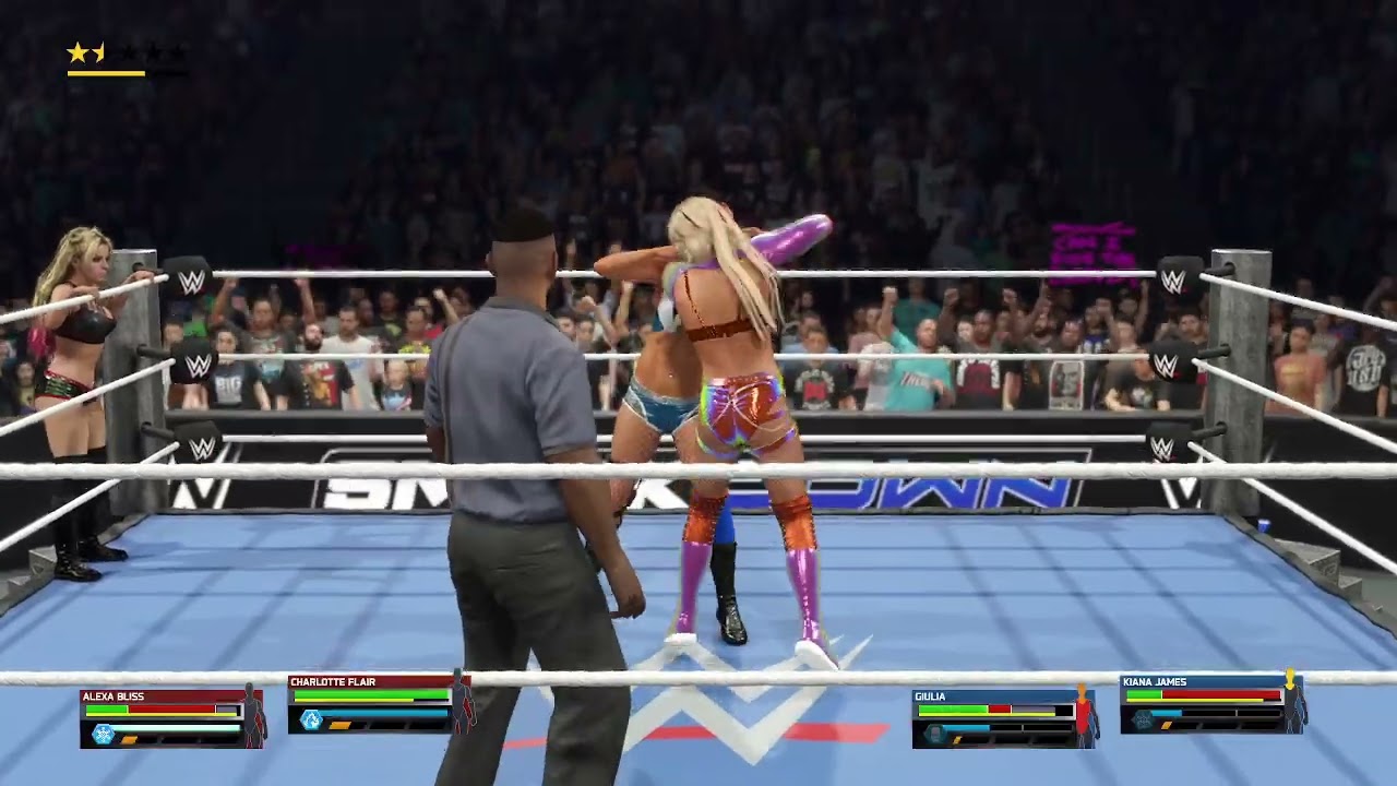 wwe 2k25 alexa bliss and charlotte flair vs giulia and kiana james