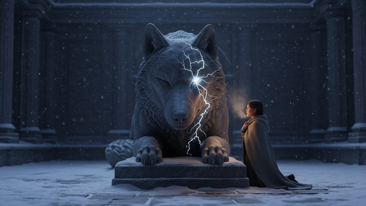 Elle parlait au loup de pierre toutes les nuits — jusqu'à ce qu'il lui réponde un soir d'hiver.