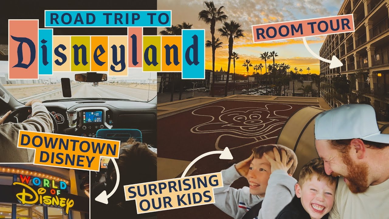 Traveling to Disneyland ✈️ | Surprising the Kids 🥳 | Fairfield Inn Room Tour + Downtown Disney Fun!