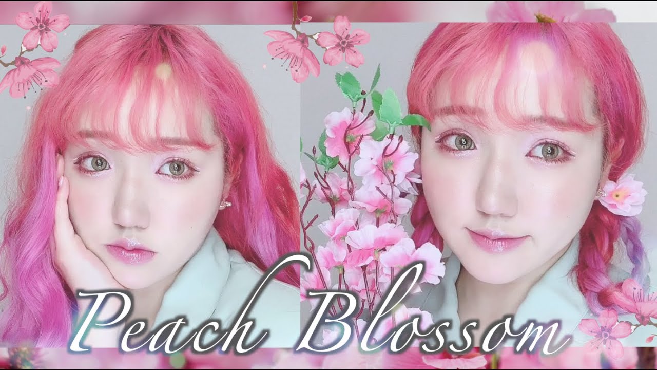 【花メイクシリーズ】春にぴったり‼︎桃の花イメージメイク♡Peach blossom Makeup🌸🍑ノーファンデメイク｜詐欺メイク｜ピンクメイク｜｜中国妆｜중국 메이크업