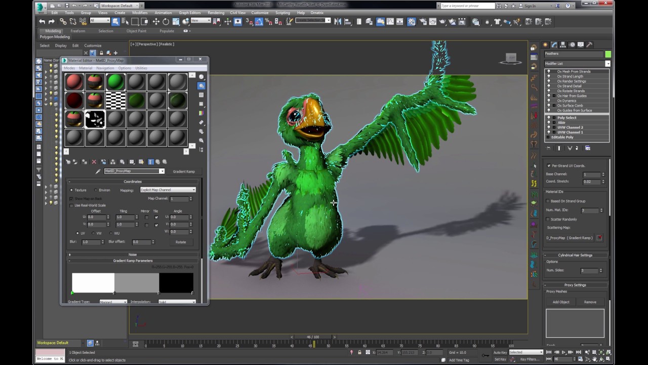 Ornatrix 3dsmax: Feathers Part 4 (Texturing)