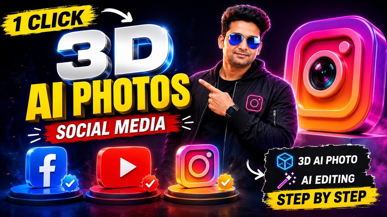 Instagram Facebook YouTube 3D AI Photo Kaise Banaye? 🤯 | Viral Creator Poster Prompt 2026