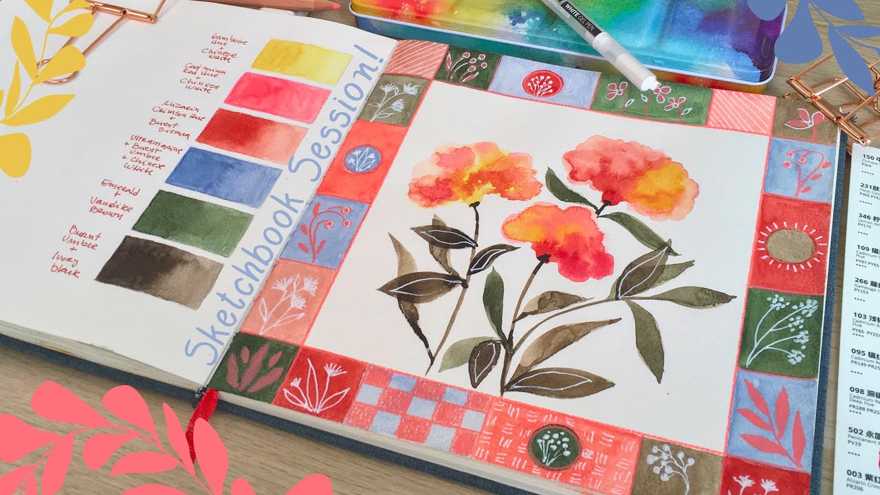 Color Mixing + Simple Loose Watercolor Florals - calm art video ☕️