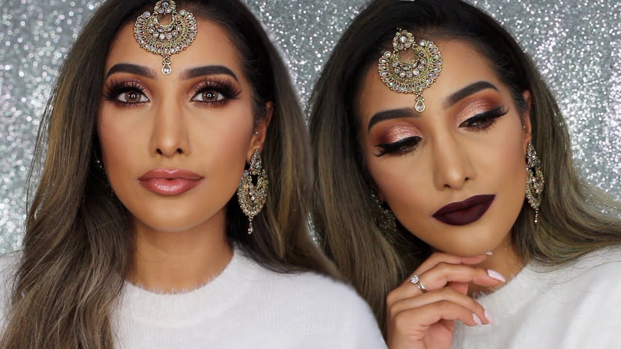 Rose Gold Indian Wedding Makeup - 2 Lip Options