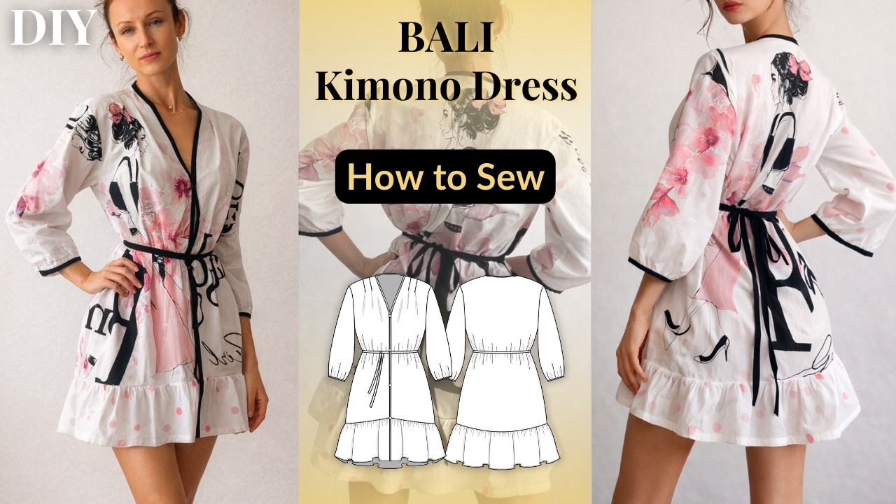 🧵 How to Sew a BALI Kimono Dress ✂ Easy Step-by-Step Sewing Tutorial  #diydress #sewingtutorial