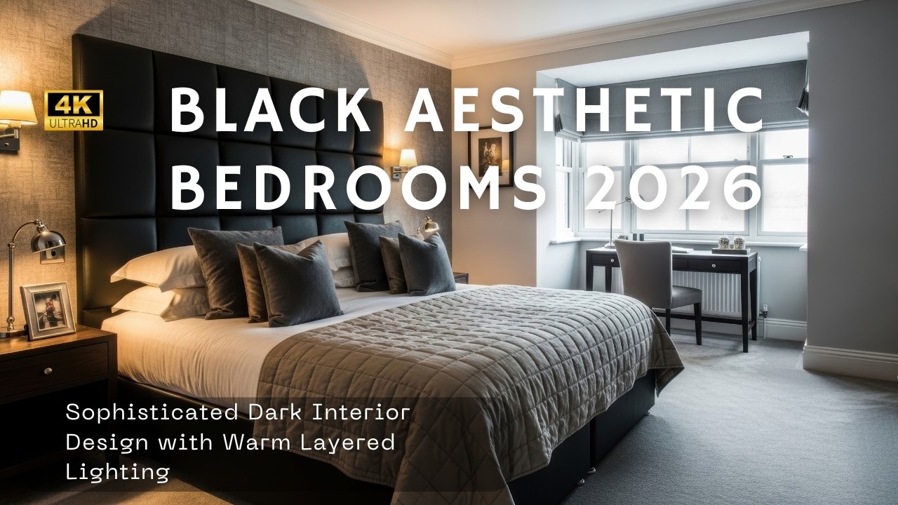 Спальни в черном стиле 2026 | Изысканный темный дизайн интерьера с теплым многослойным освещением