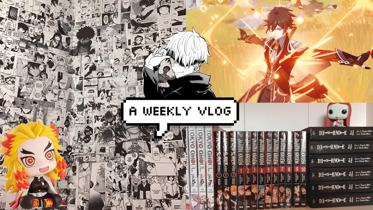 anime room decor, manga haul & playing genshin 🍜💫 a vlog (ft.democreator)