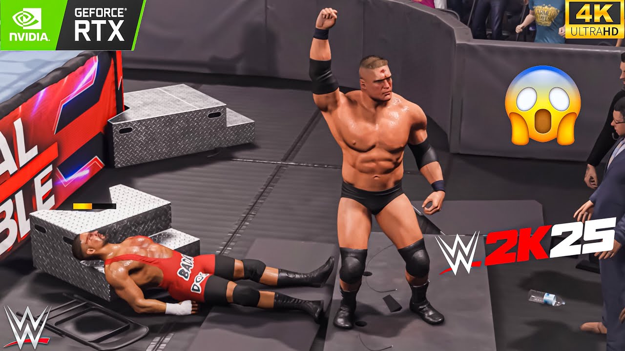 WWE 2K25 - Брок Леснар против Брона Брейккера | Матч без правил | Королевская битва | Геймплей [4...