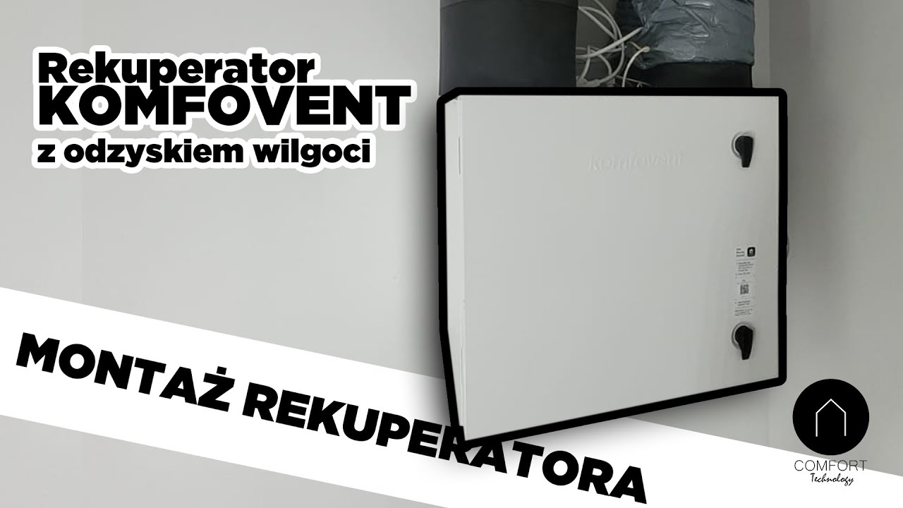Montaż rekuperatora Komfovent Domekt R400V C6M L/AZ wymiennik obrotowy powłoka zeolitowa