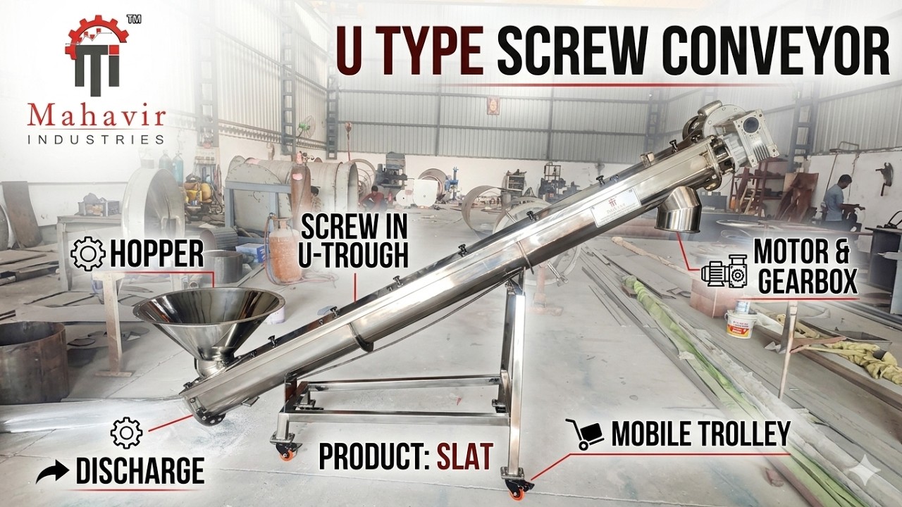 Mahavir Industries | SS U Type Screw Conveyor | Horizontal Screw Conveyor l Powder Feeding Conveyors
