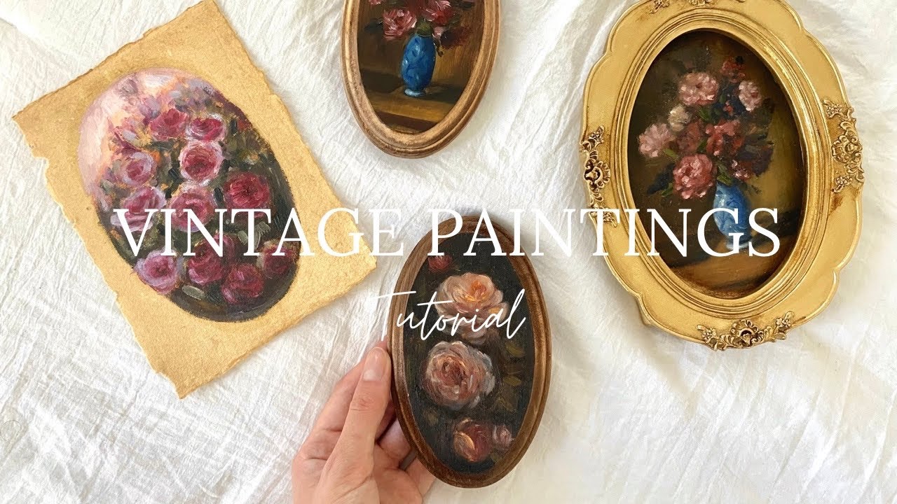 How To Paint Vintage Style Oil Paintings | Easy Painting Tutorial | Flowers In A Vase