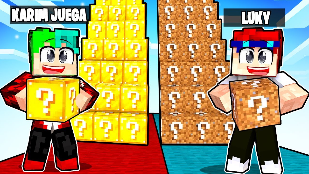 JUGAMOS CARRERA de ESCALERAS de LUCKY BLOCKS en Minecraft | Karim Juega