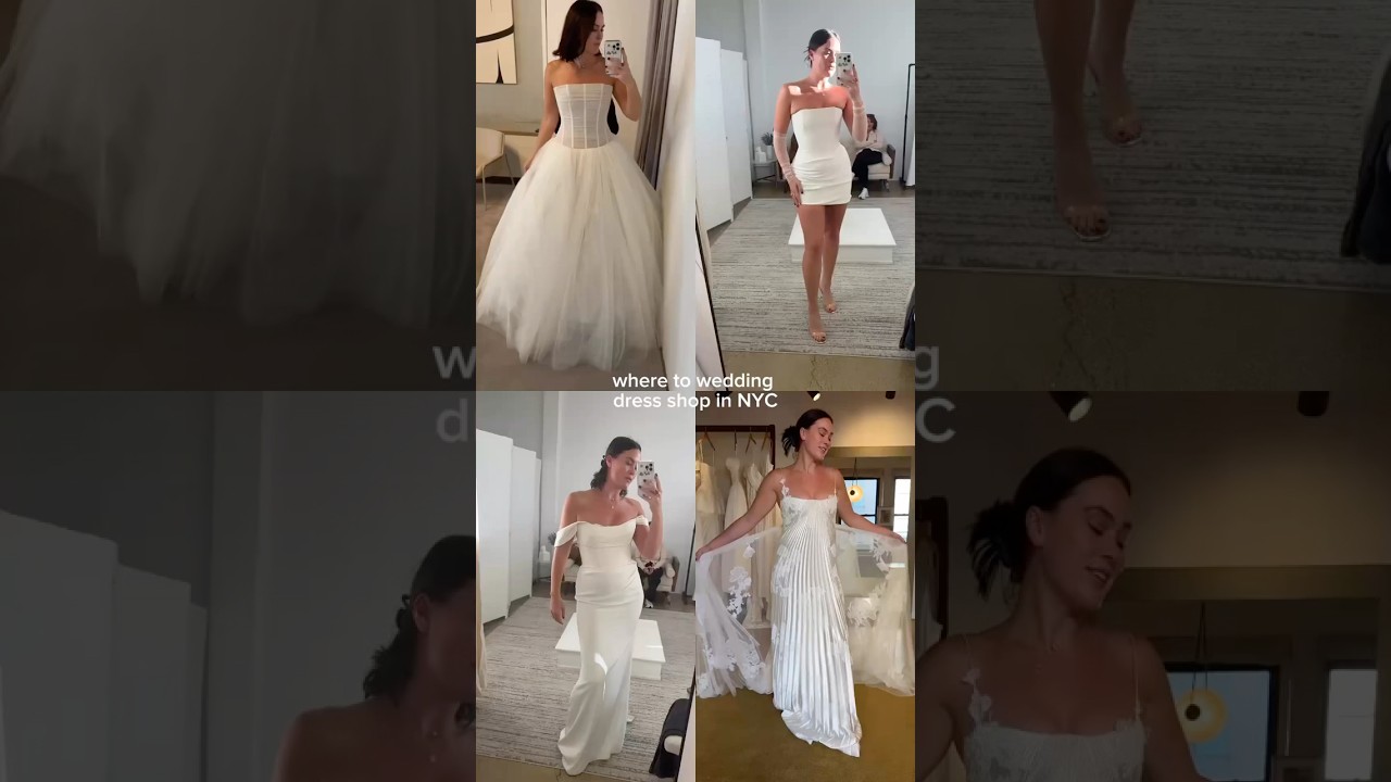 Where to wedding dress shop in NYC 🤍 #nycbride #weddingdressshopping #weddingdress #2025bride