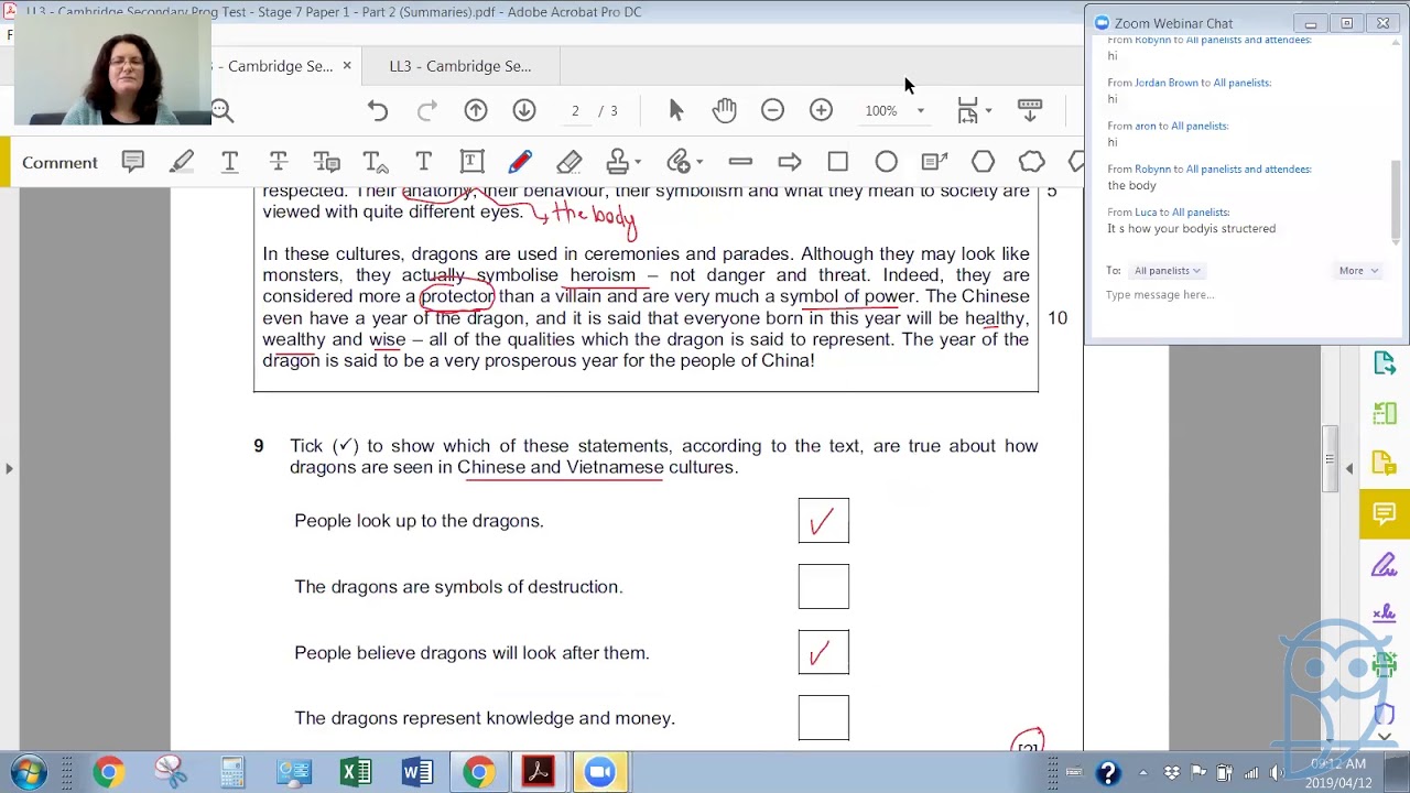 Live Lesson: Checkpoint 1 English Language - Progression Test Practice - Stage 7 P1 Pt 2 (Summaries)