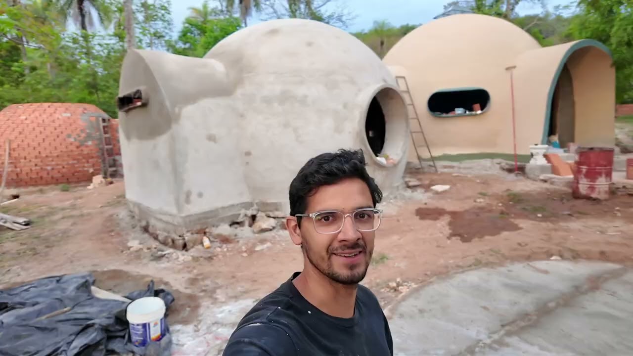 024 Building a Dome HOUSE. We finish the bathroom, and most of the render, not much else