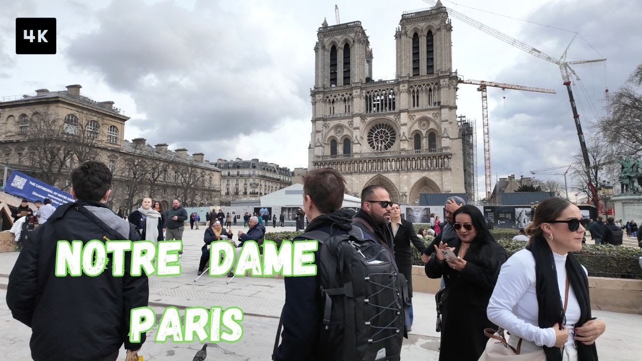 Notre Dame Paris France 2024 walking Paris 4K HDR 60 fps