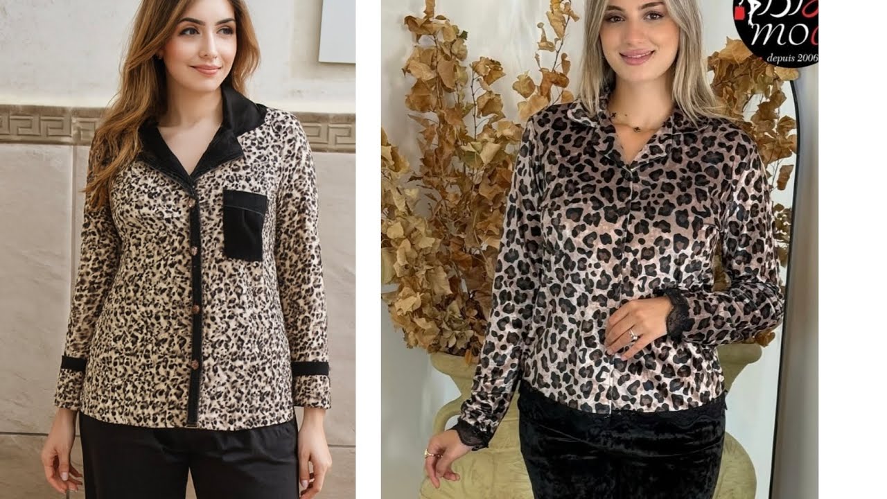 تفصيل وخياطة 🪡🧵احلى بيجاما🎀♥️ للعرائس بقماش النمر🐆 اللي راها طوندونس💣💬 باسهل طريقة🥰😍