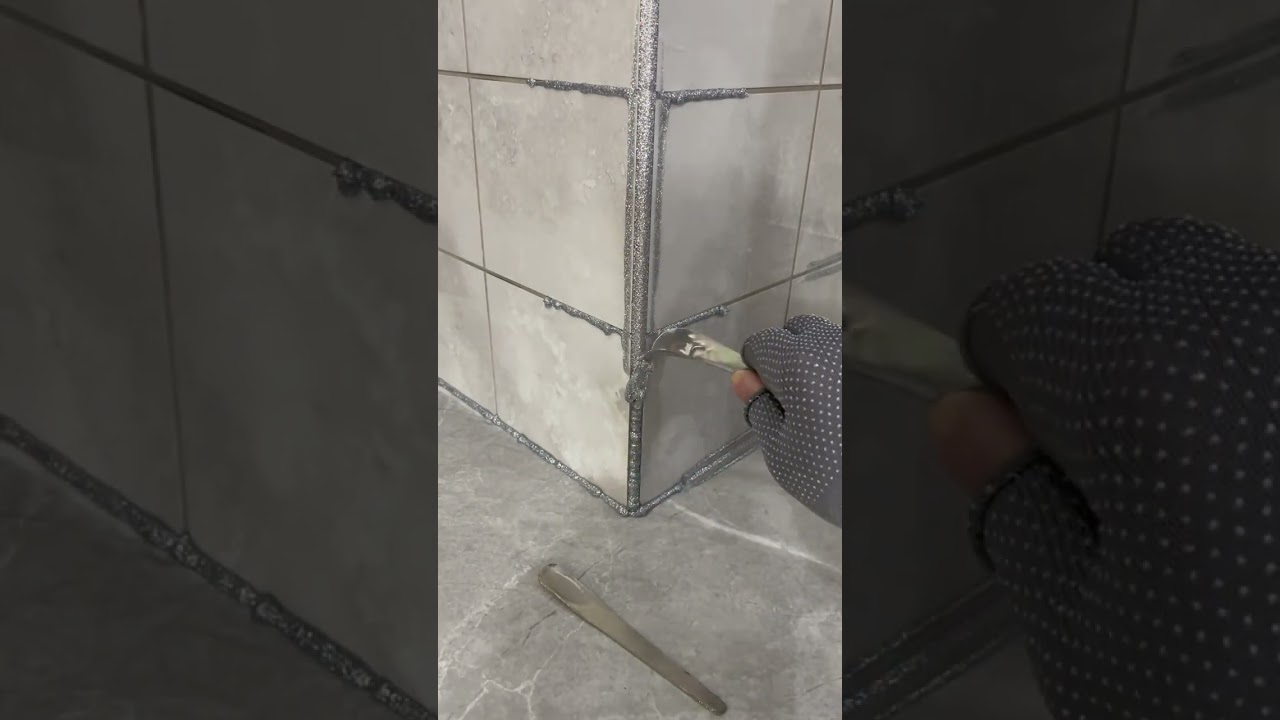 Perfect Tile Grouting Process 🧱 Inside to Outside Corner Method! #Shorts
