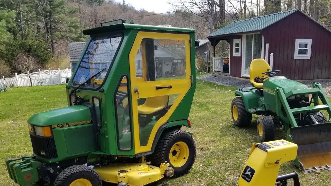 John Deere 425, 445, 455 Mower Deck - Cleaning, Greasing, Sharpening, Belt Change and Installation