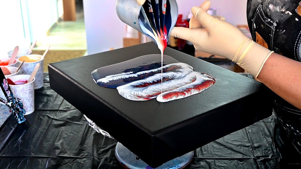 (1000) Delicate Lines and Transparency ~ Split Cup Acrylic Pour ~ Fluid Art Landscape Painting