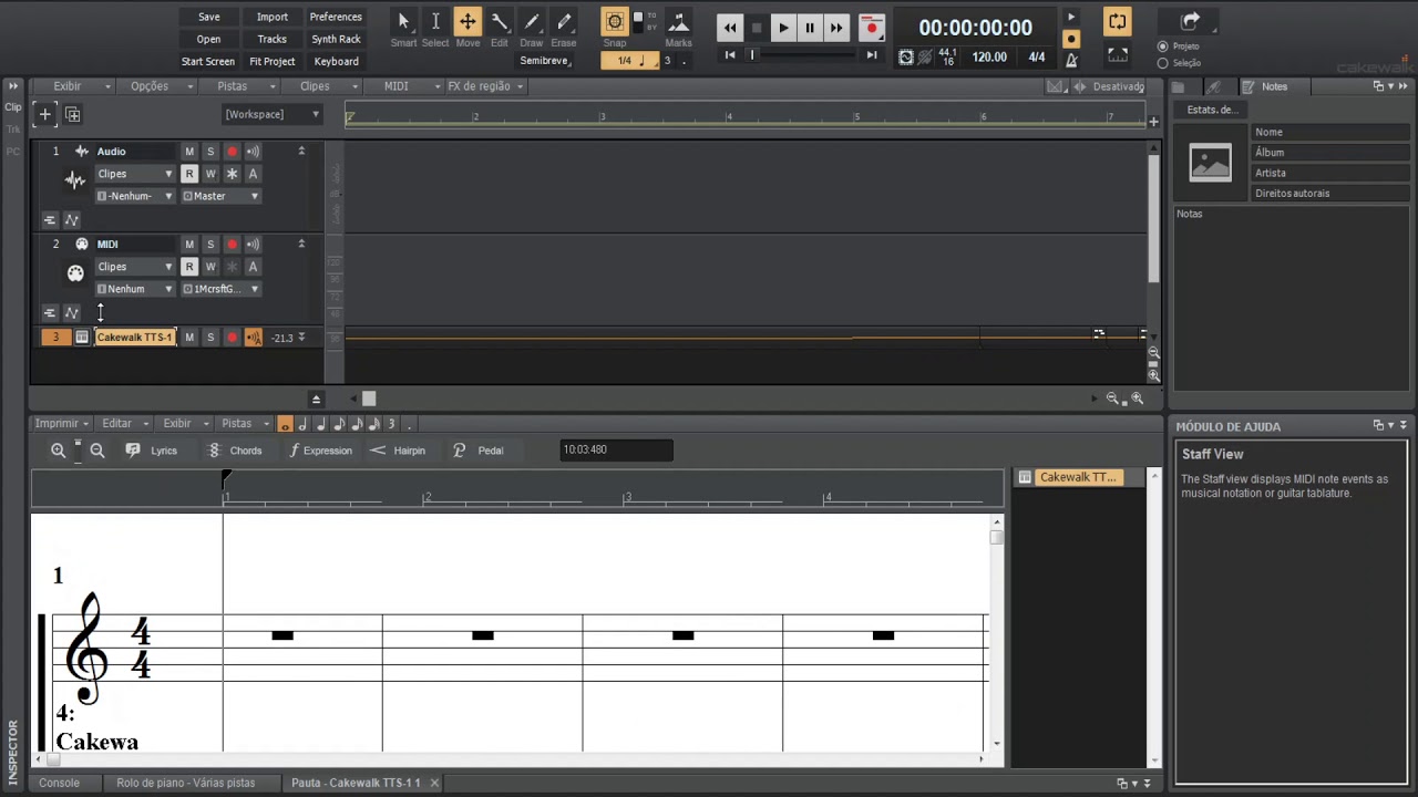 COMO ESCREVER PARTITURAS NO CAKEWALK