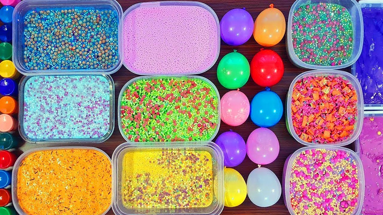 Mixing Old Slime And Stuff From Balloons - Oddly Satisfying