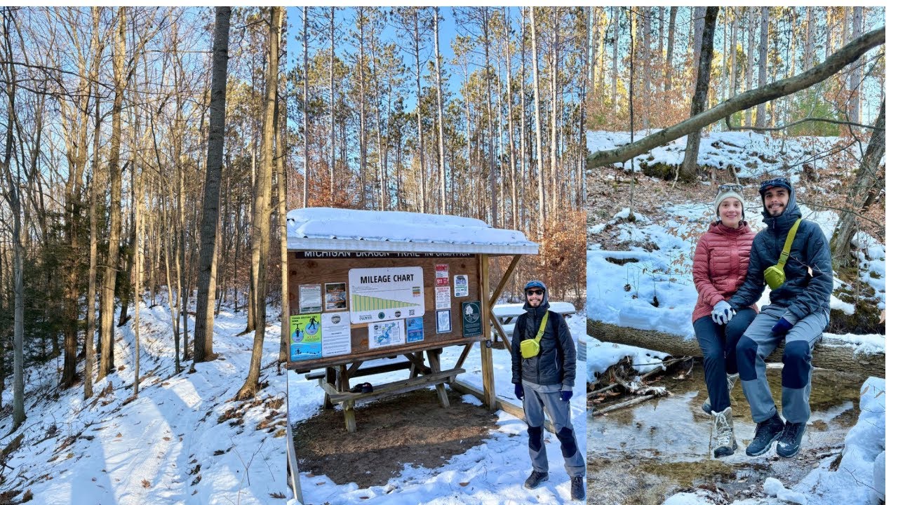Winter hike-Exploring a new segment of the dragon trail at the Brower Park Trailhead!Michigan 🇺🇸 