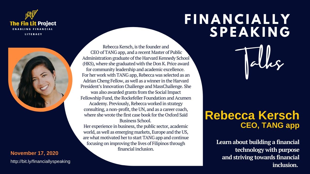 Financially Speaking with Rebecca Kersch, CEO TANG App, Don K. Price Awardee, Harvard Kennedy School
