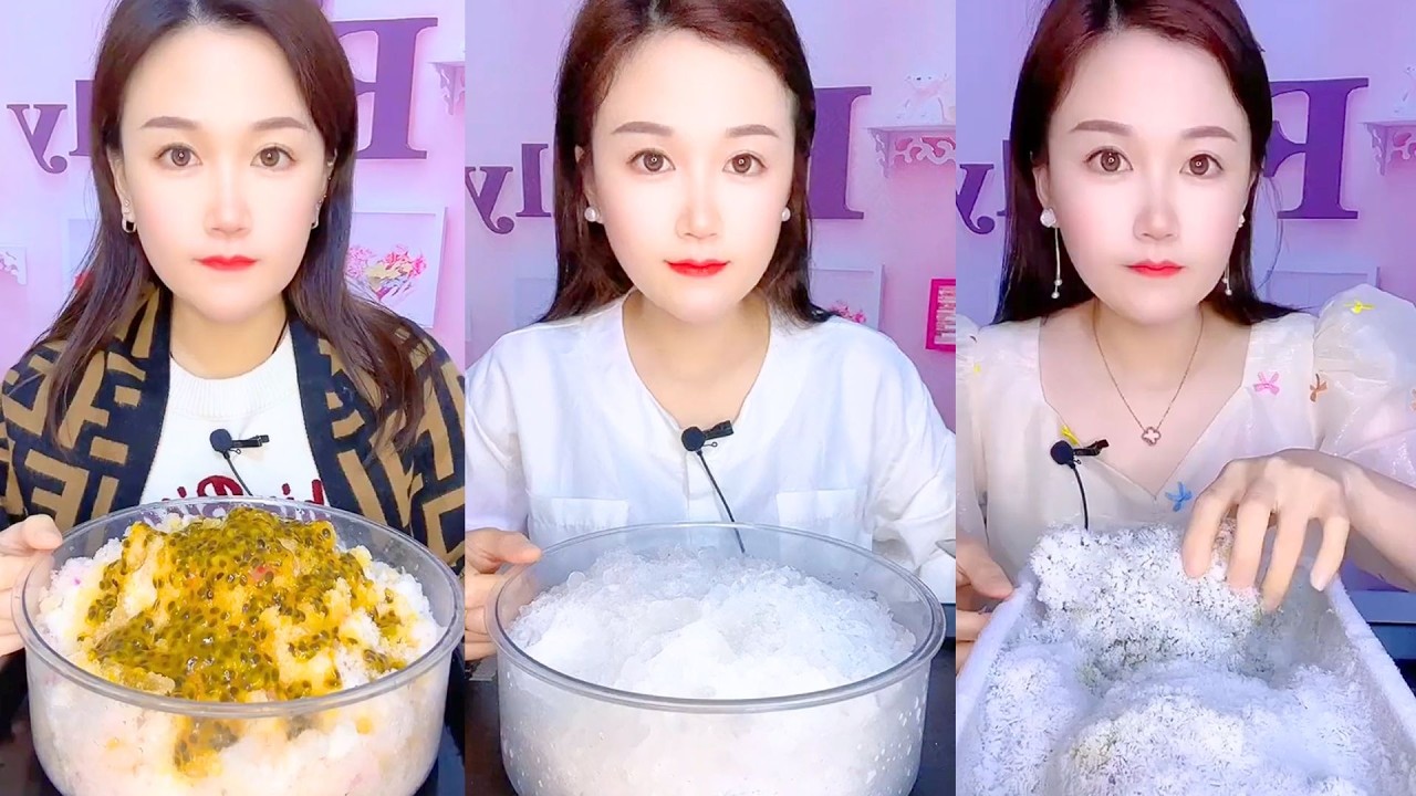Golden Crunch Snow Ice and Crystal Frozen Dessert ASMR