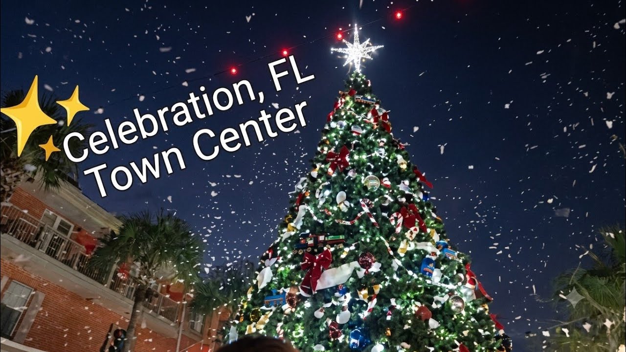 Celebration Town Center on Christmas Night  #celebration #florida #christmas #4k #disney #2025 
