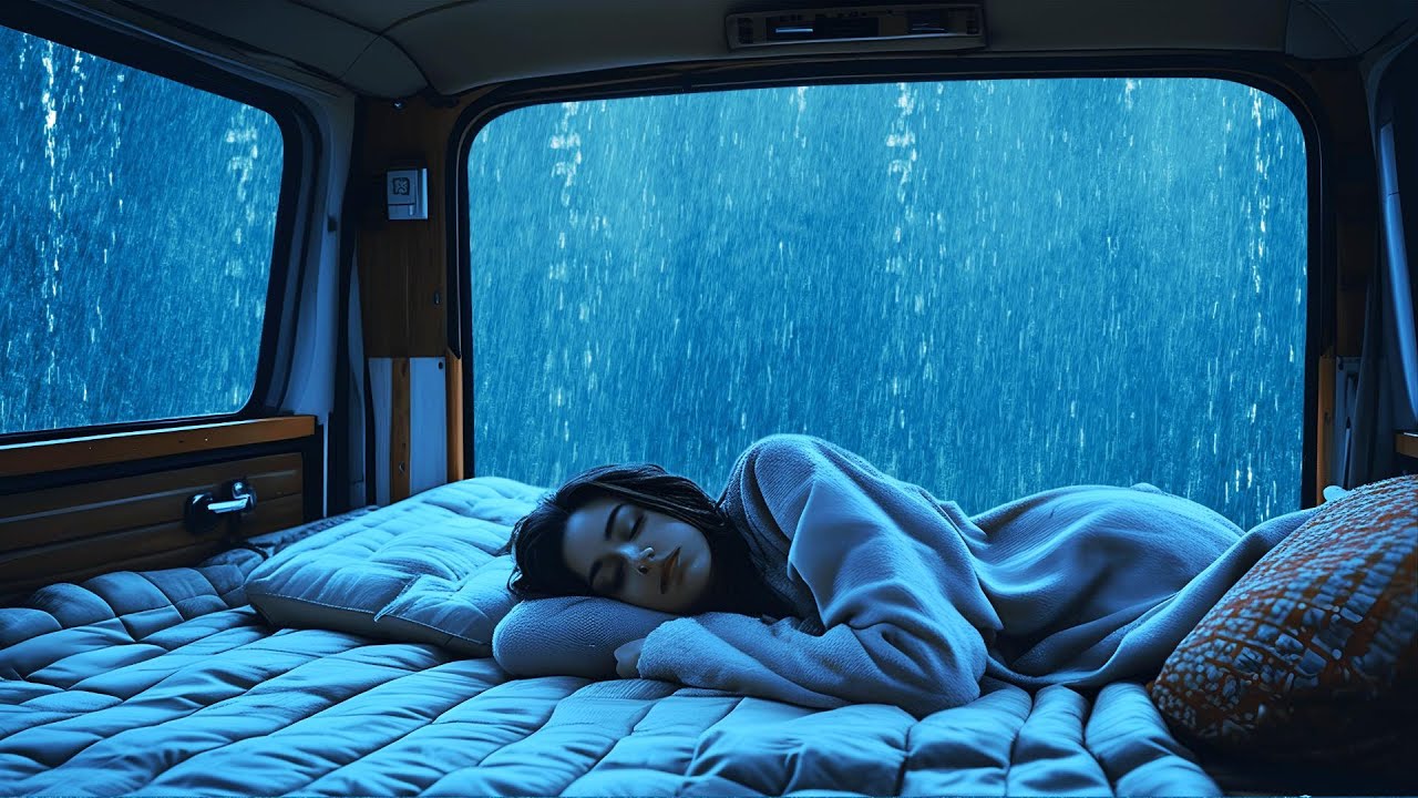 Heavy Thunder & Rain on Car Roof 🚗 | Sleep Rain Sounds for Relaxation & Peaceful Night