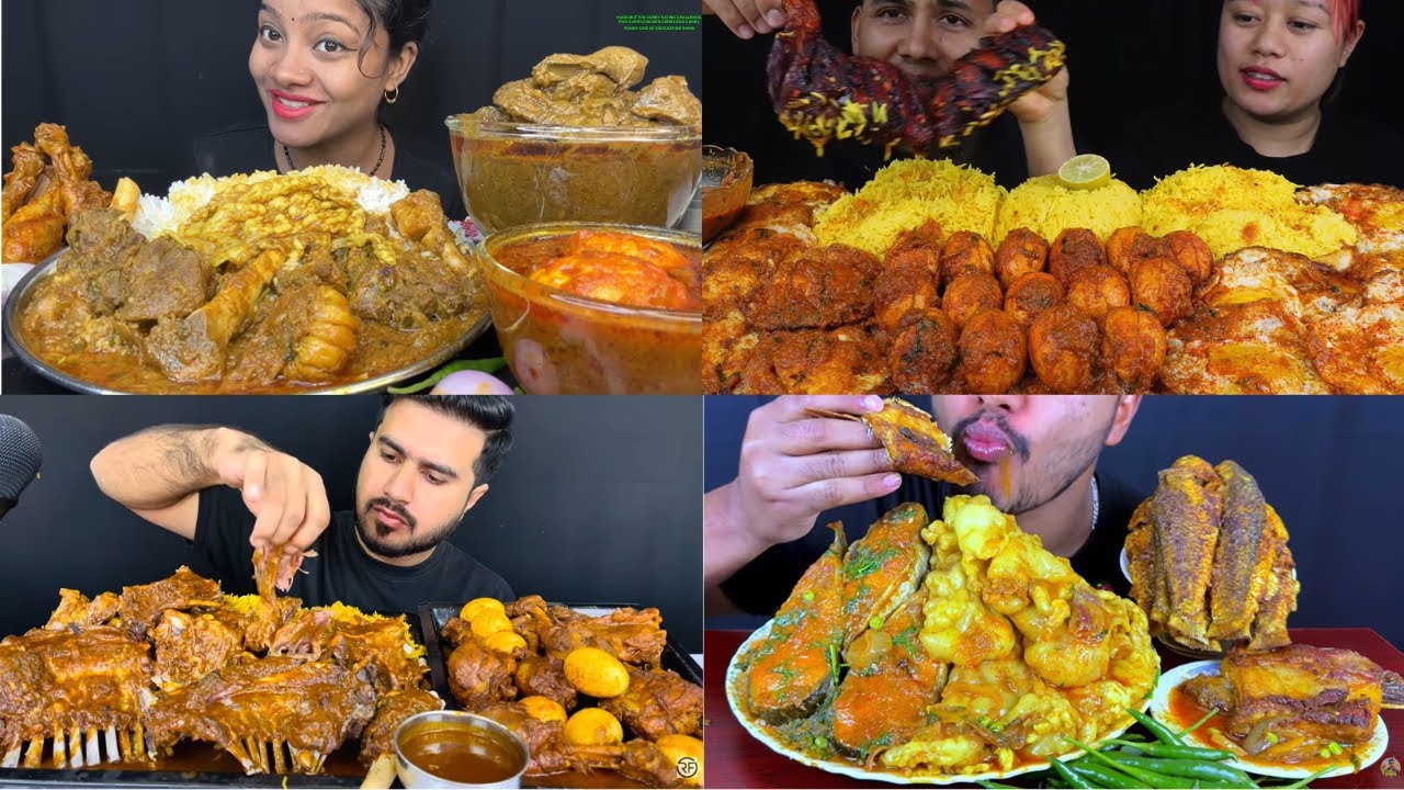 HUGE MUTTON CURRY EATING CHALLENGE,FISH CURRY,CHICKEN CURRY,EGG CURRY,SUNNY SIDE UP EGGS,EATING SHOW