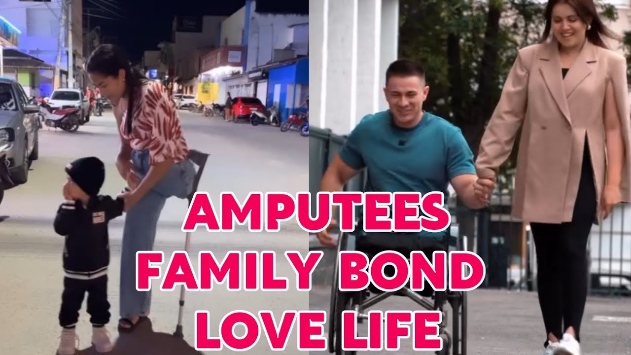Amputee woman adaptive crutches user| family bond and love life of amputees