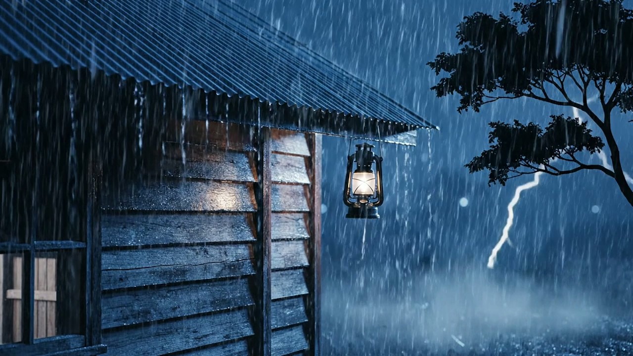 No Ads Rain Sounds for Sleeping – ASMR Powerful Tin Roof Rain for Stress Relief Sleep
