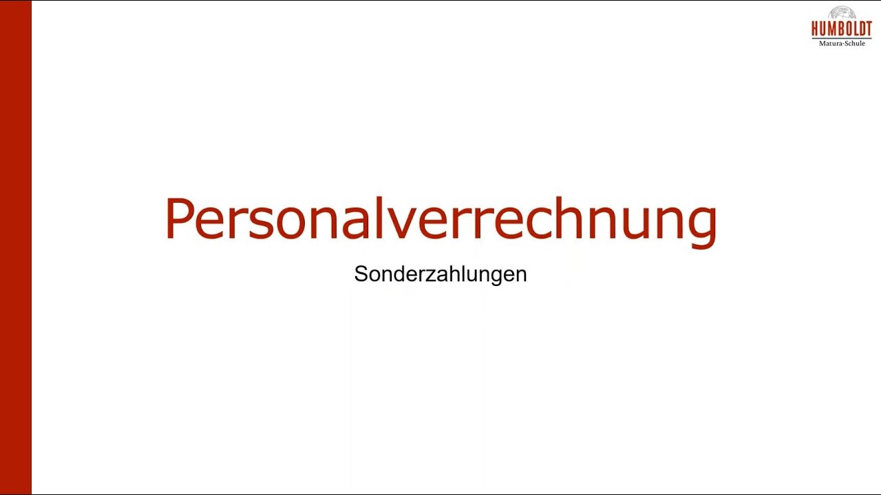 Personalverrechnung - Sonderzahlungen