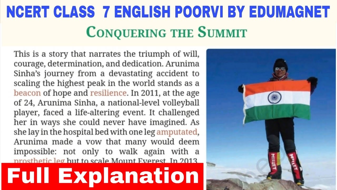 Conquering The Summit Class 7 English Poorvi Unit 4 Chapter 3 | EDUMAGNET 