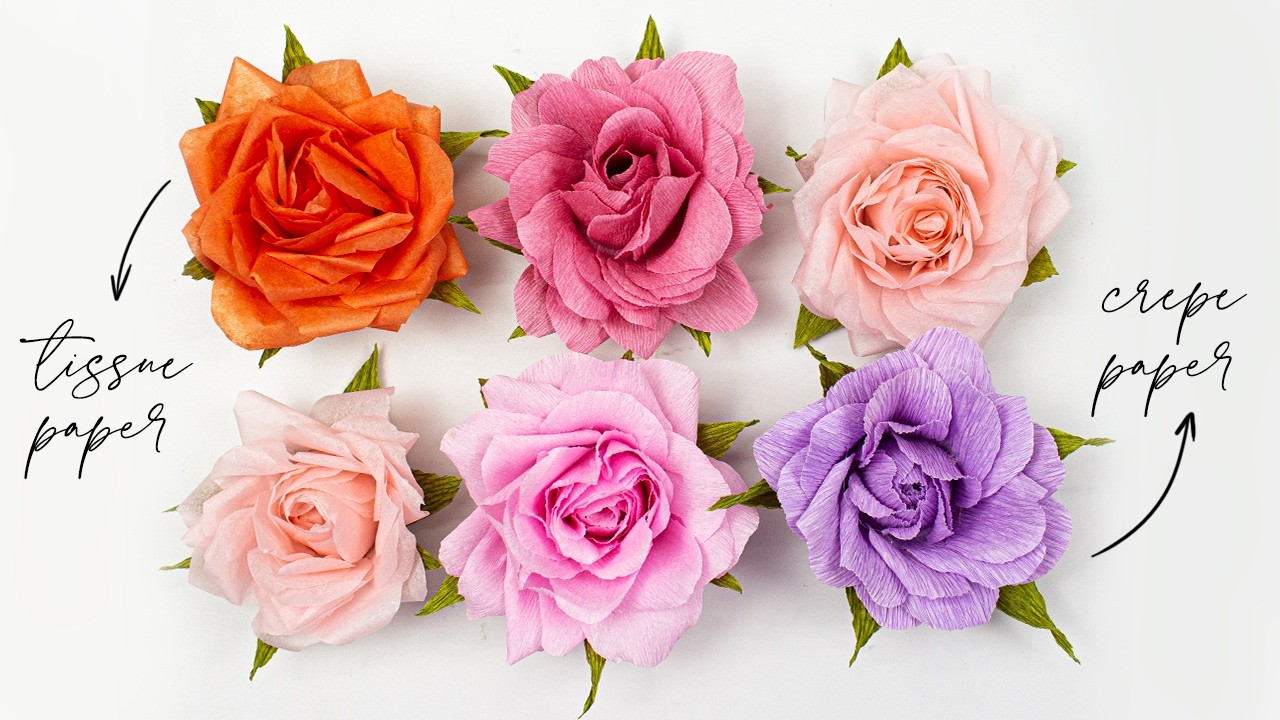 DIY Paper Rose Tutorial, Crepe Paper Flower Roses Easy