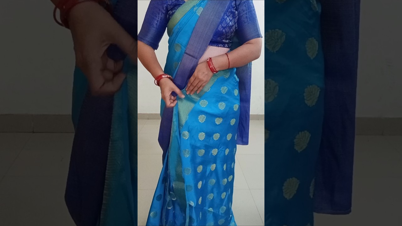 how to drape silk saree draping tutorial/parfect side & sholder pleats in slim look#saree#drape#look