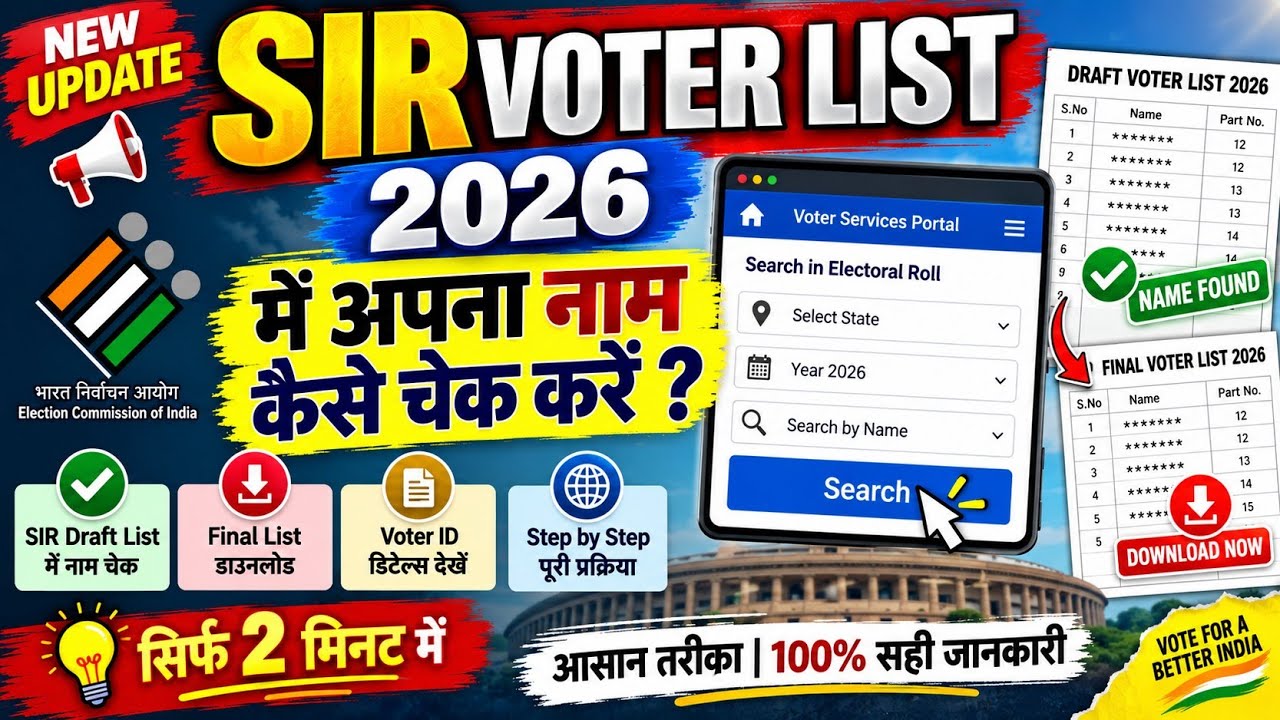 Sir Voter list 2026 में अपना नाम कैसे चेक करें /sir draft list name check ✅ final list download 2026