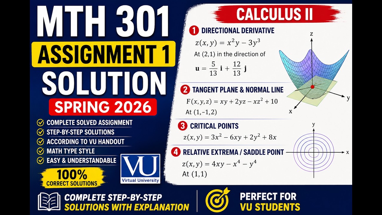 mth 301 assignment 1 solution spring 2026